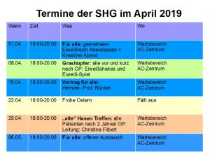 SHG Termine April 2019